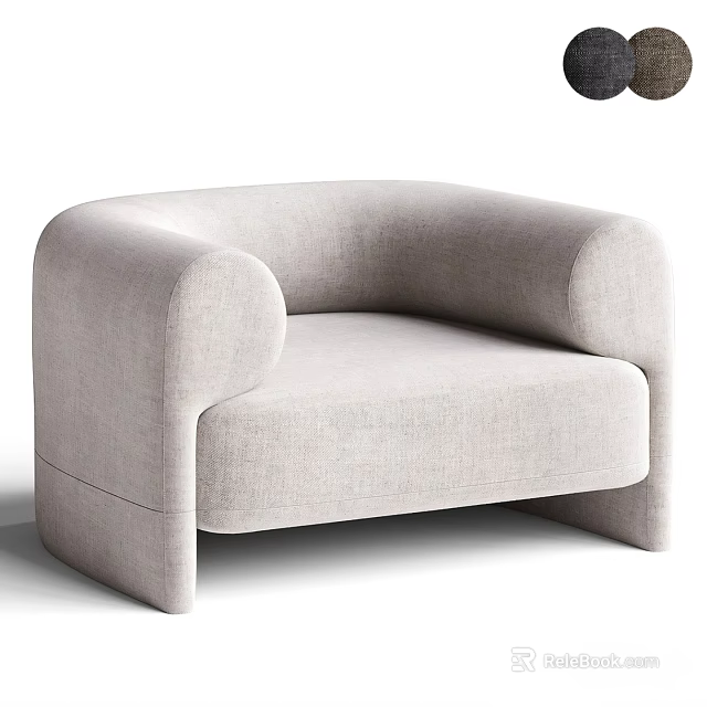 Light Gray Fabric Single Sofa With Rounded Armrests And Modern Sleek Design 3d model