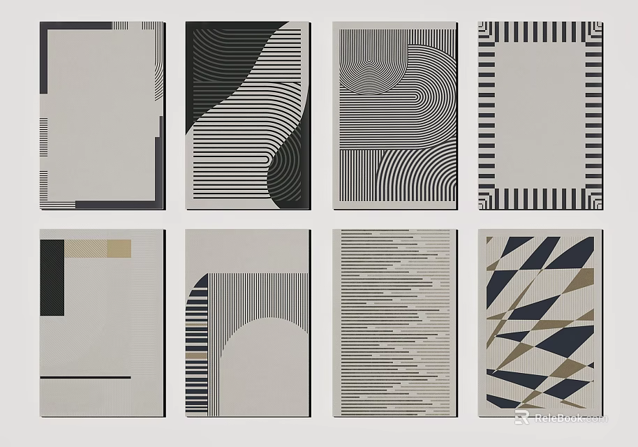 Square Rugs Featuring Modern Geometric Patterns Abstract Lines And Diverse Designs 3d model