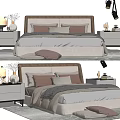 Modern Double Bed Interior Featuring Bedside Tables Decorative Pillows Throw Blankets And Lamps