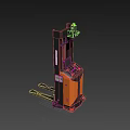 Industrial Stacker Truck Black Orange With Red Warning Light Control Panel And Fork Base