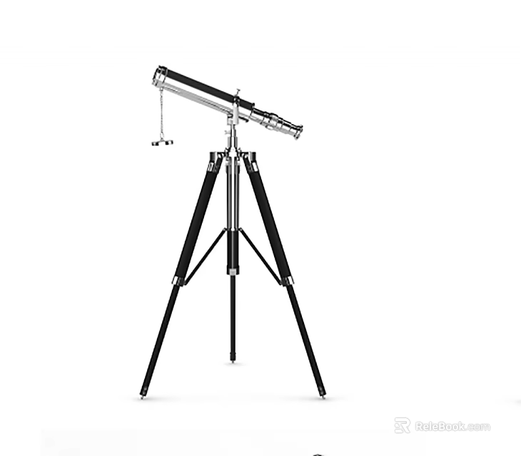 Commercial Equipment Professional Telescope Mounted On Stable Tripod With Adjustable Legs 3d model 