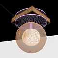Modern Ceiling Light With Golden Rectangular Frame And White Spherical Glass Shade