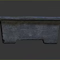 Vintage Stone Square Basin With Blue Edges And Bottom Drainage Hole
