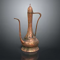 Traditional Copper Teapot with Engraved Patterns Long Spout and Curved Handle Design