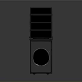 Modern Black Tower Speaker With Layered Design And Circular Audio Unit