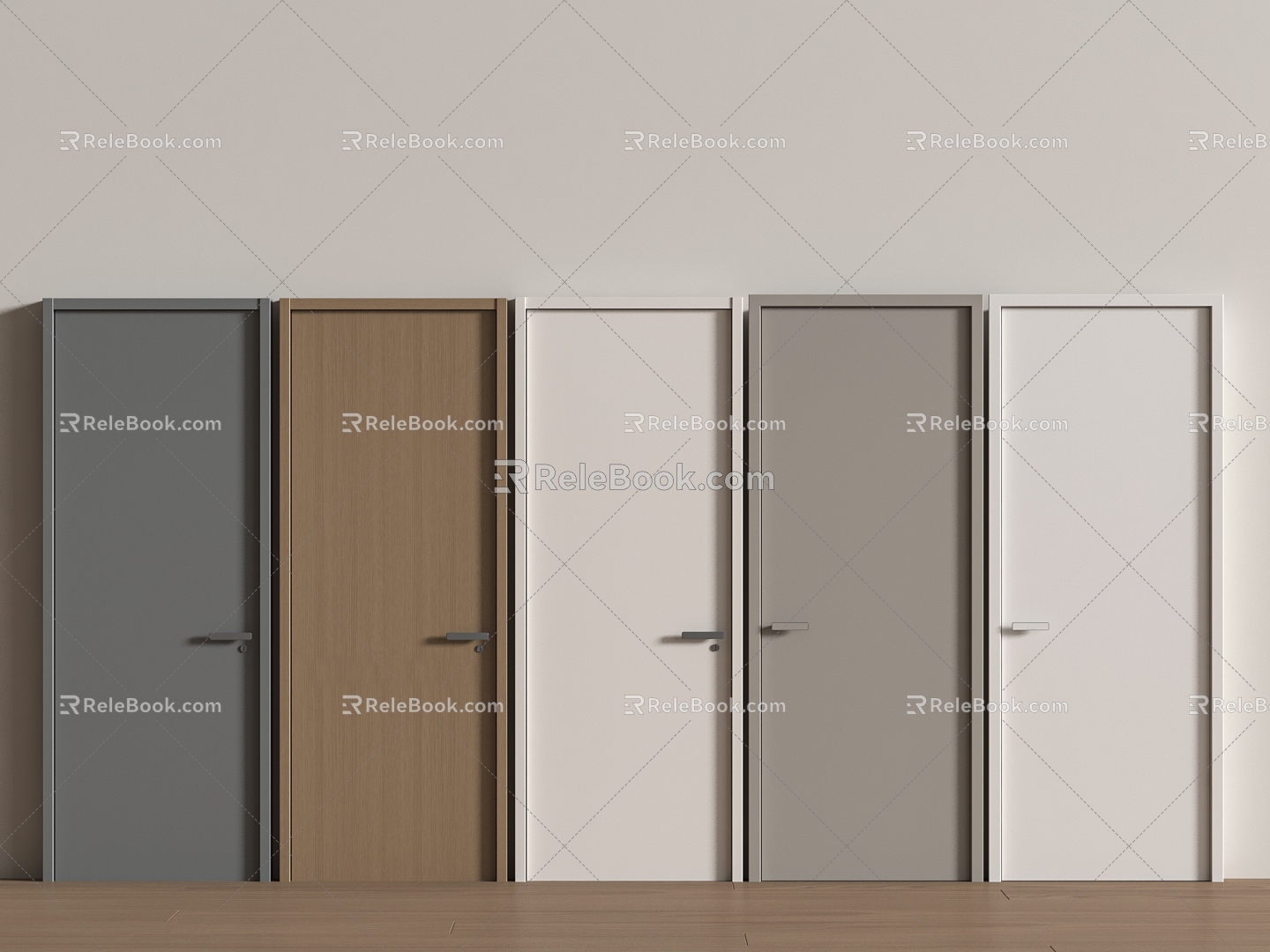 Single door room door extremely narrow door bedroom door wooden door solid wood door 3d model