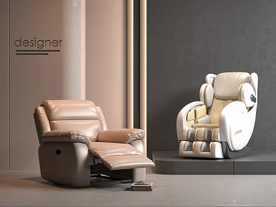 Modern Designer Beige And White Massage Chairs In Stylish Interior 3d model