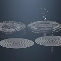 Water Droplets Creating Circular Ripples On Glass Plates With Reflections 3d model