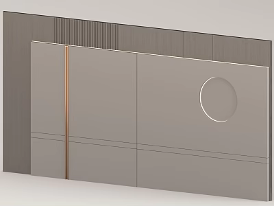 Modern Background Wall Design With Gray Panels Copper Strips And Circular Accent 3d model