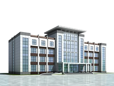 Modern Office Building Exterior With Large Glass Windows And Architectural Design 3d model