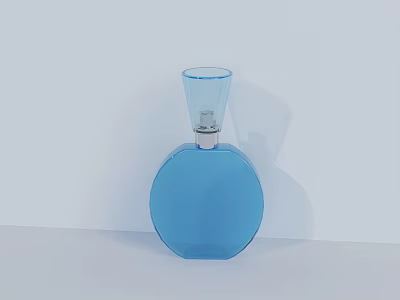 Elegant Blue Round Glass Perfume Bottle With Transparent Cap And Modern Design 3d model
