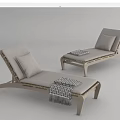 Comfortable Wooden Frame Outdoor Lounge Chairs With Light Cushions And Fringed Blankets