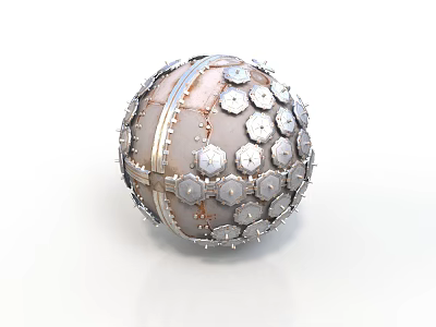 Mechanical Sphere Device Featuring Circular Metallic Panels and Structured Components 3d model