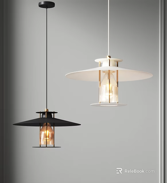 Modern Pendant Lights In Black And White With Minimalist Design For Interior 3d model 