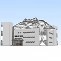 Modern Museum Building Featuring Geometric Roof Structure Glass Facade And White Exterior Walls