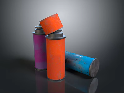 Colorful Cylindrical Household Storage Containers Stacked Purple Orange Blue for Home Use 3d model