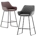 Modern Quilted Bar Stools In Brown And Gray With Black Metal Frames 3d model