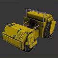 Yellow Road Roller With Metal Frame Black Seat And Large Wheels