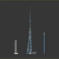 Cartoon City Scene With Tall Skyscraper Models And Reflective Base 3d model