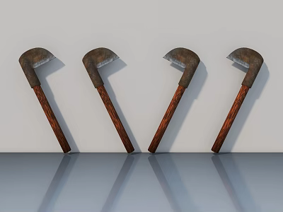 Four Wooden Swing Doors Arranged in White Background with Reflective Floor Surface 3d model