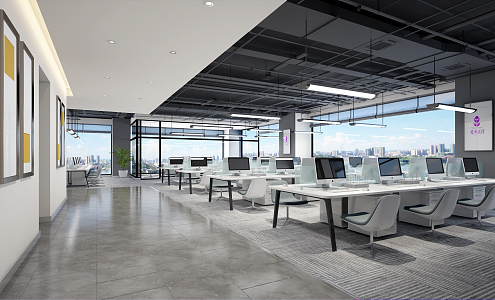 modern public office area office 3d model