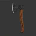 Classic Axe Weapon With Black Head And Orange Wooden Handle On Gray Background