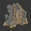 Modern 3D Terrain Model Featuring Rocks Wooden Bridges And Sandy Ground