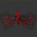 Detailed Red Dragon 3D Model with Wings in Block Style Flying Pose