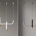 Modern Minimalist Pendant Light Design With White Black Geometric Lines And Metal Accents