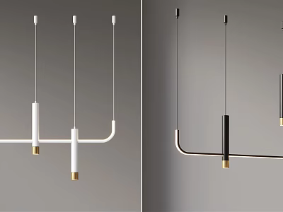 Modern Minimalist Pendant Light Design With White Black Geometric Lines And Metal Accents 3d model