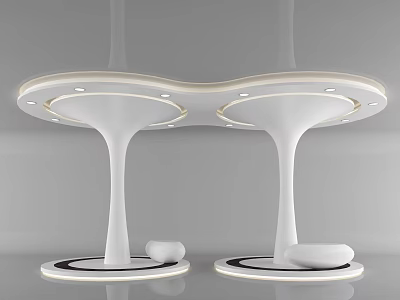Elegant Modern Columns With Curved Design LED Lights And Circular Base 3d model