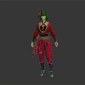 Game Movie Character In Red Traditional Outfit With Headpiece And Sash