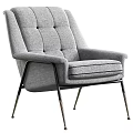 Gray Modern Armchair With Button Tufted Backrest Armrests And Metal Legs
