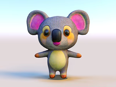 Cute Plush Koala Decorative Ornament Combination With Gray Pink Yellow Details 3d model