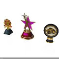 Different Trophy Designs With Star Shaped Camera Icon Gold Accents And Colorful Bases
