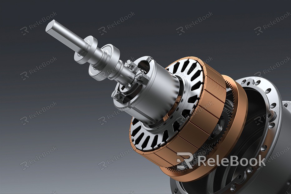 Modern motor explosion diagram decomposition accessories fan motor coil e-commerce model