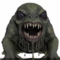 Green Monster Character With Large Eyes Sharp Teeth And Dripping Slime
