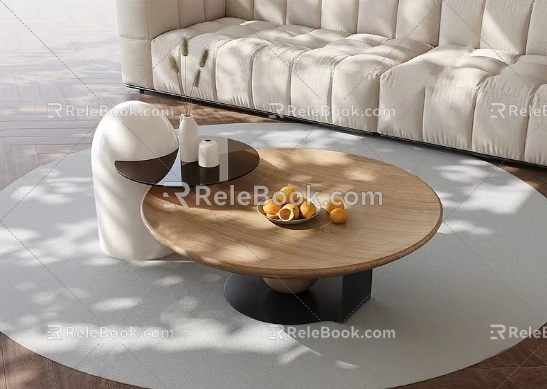 Coffee Table Light Luxury Hong Kong-style Metal Slavery Side Table Indoor Soft Combination Monomer 3d model