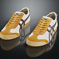 Retro Style White And Yellow Casual Shoes With Striped Design For Daily Wear