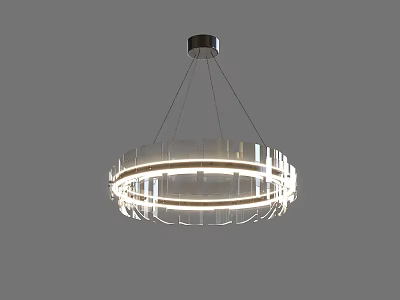Modern Circular Chandelier With Transparent Acrylic Rings And Soft White Lighting 3d model