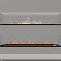 Modern Double Fireplace Design With Burning Flames In White Wall 3d model