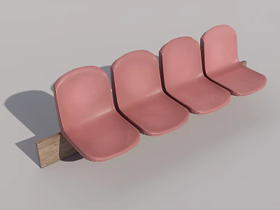 Four Pink Curved Leisure Chairs with Wooden Base Modern Interior Design 3d model