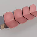 Four Pink Curved Leisure Chairs with Wooden Base Modern Interior Design