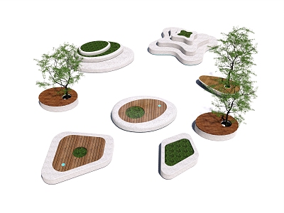 Curve seats and planting pool seats model