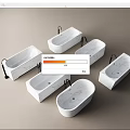 Various White Marble Bathtubs with Black Faucets and Modern Design