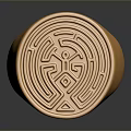 Golden Ring With Intricate Geometric Pattern On Smooth Polished Surface 3d model