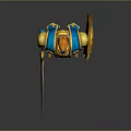 Armored Warrior Man With Gold Blue Armor Helmet And Sword 3D Character