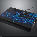 Electronic Appliance Wired Arcade Stick With Blue Patterns Joystick And Control Buttons 3d model