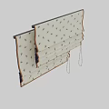 Stylish Roman Blinds With Green Leaf Pattern On Beige Background For Window Decoration 3d model