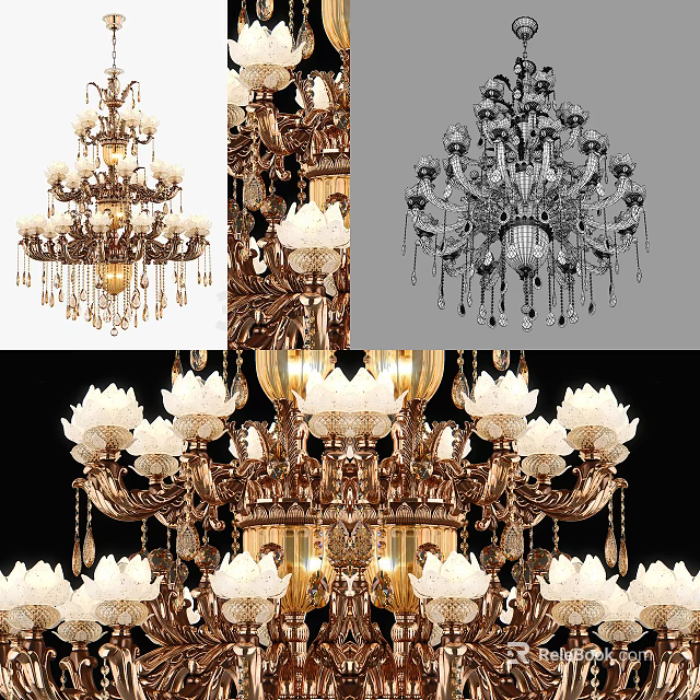 Elegant Multi Tiered Crystal Chandelier With Sparkling Pendants And Ornate Details 3d model 
